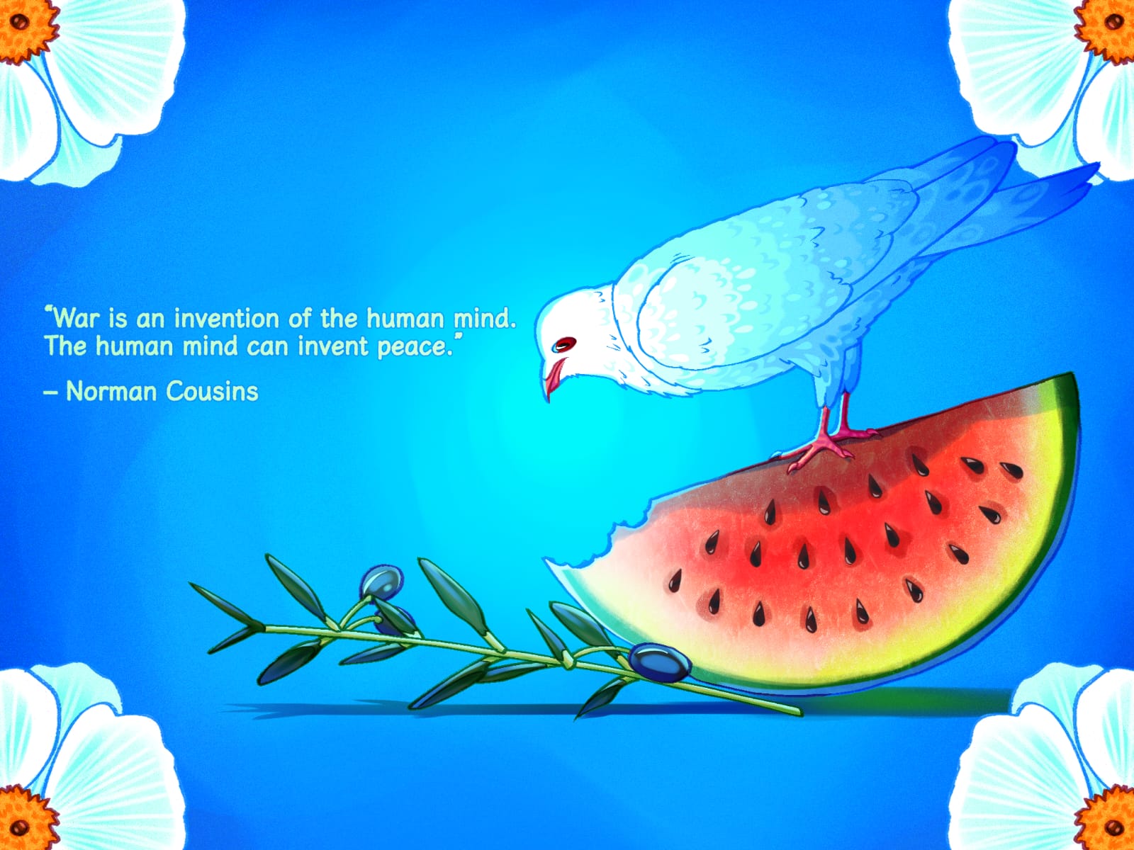 Watermelon and Dove Palestine Wall Art